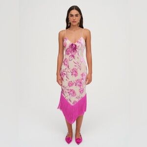 NWOT For Love & Lemons Rori Fringe Midi Dress SAMPLE